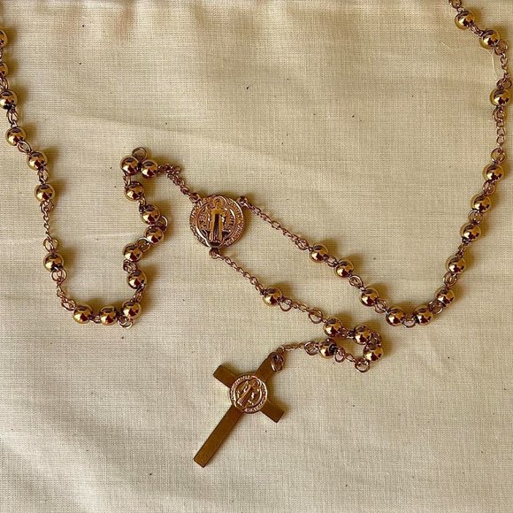 y2k 2000s gold rosary bead necklace - Picture 3 of 8